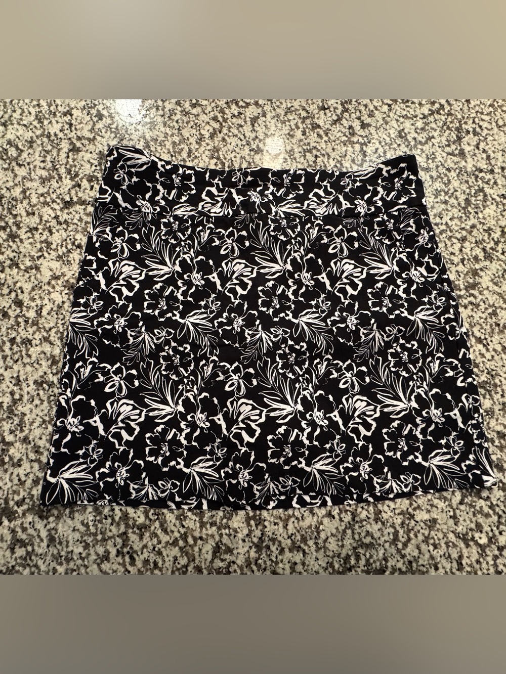 Rachel Black and White Floral Mini Skirt with built in shorts